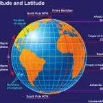 Latitude and longitude lines on a world map