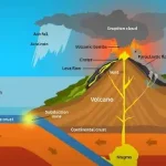 How do volcanoes form through magma and tectonic activity