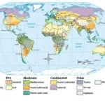 Different climates around the world from tropical to polar regions