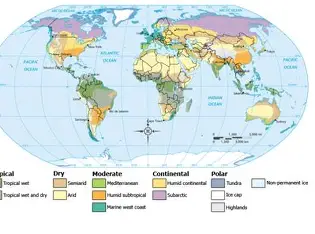 Different climates around the world from tropical to polar regions
