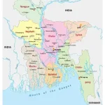 Map of Bangladesh showing divisions, rivers, and major cities