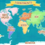 Seven continents of the world map showing Asia Africa Europe and the Americas