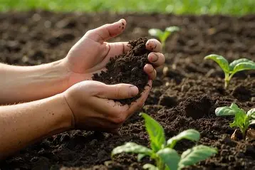 Healthy soil supporting plant growth and the environment