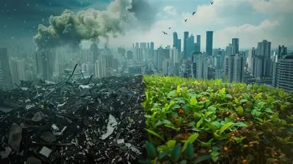 How do cities impact the environment through urban growth and pollution