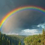Beautiful rainbow in the sky after rain