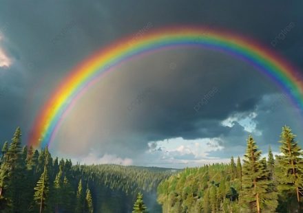 Beautiful rainbow in the sky after rain